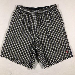 RL Polo Sport Shorts Mens Medium Ralph Lauren Plaid Pull On Shorts Mesh Liner